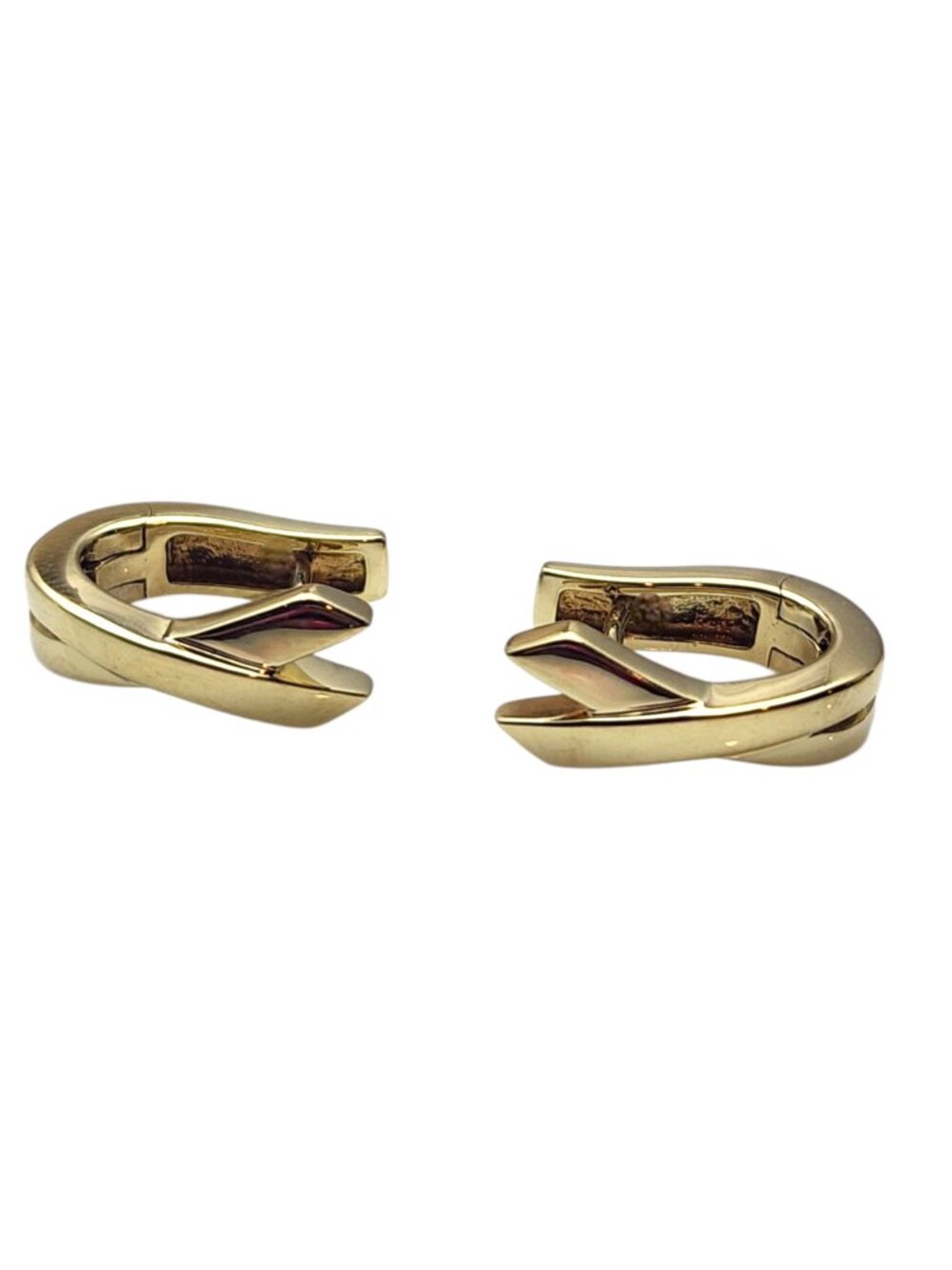 14K Yellow Gold Ribbon Design Hoop Earrings #25703